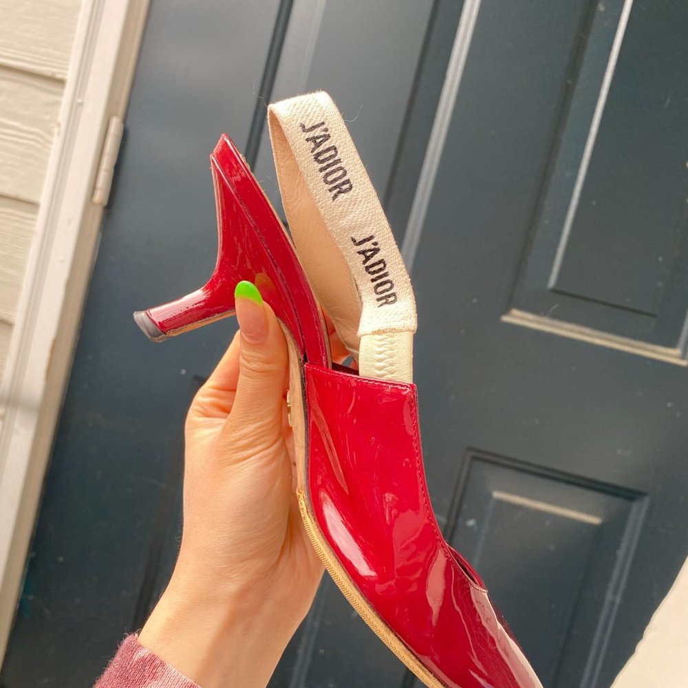 Authentic Dior J'adior slingbacks 36.5 red patent - Picture 12 of 13